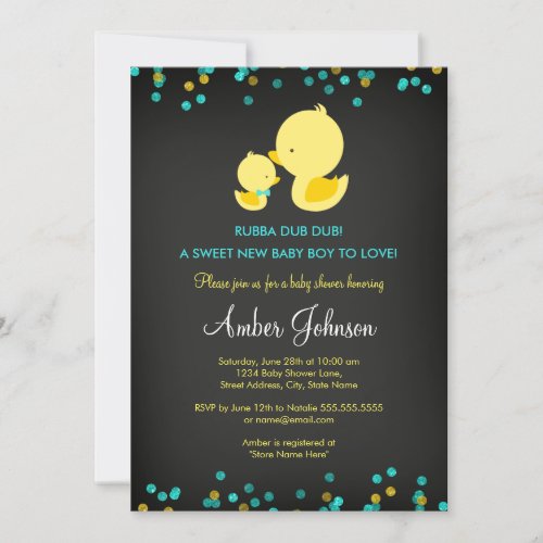 Chalkboard Rubber Duck Baby Shower Invitation