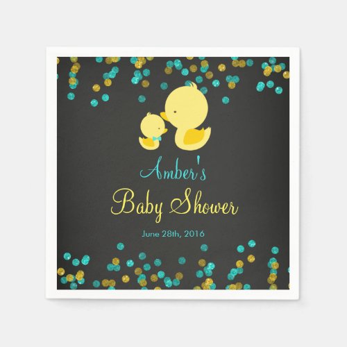 Chalkboard Rubber Duck Baby Shower Napkins