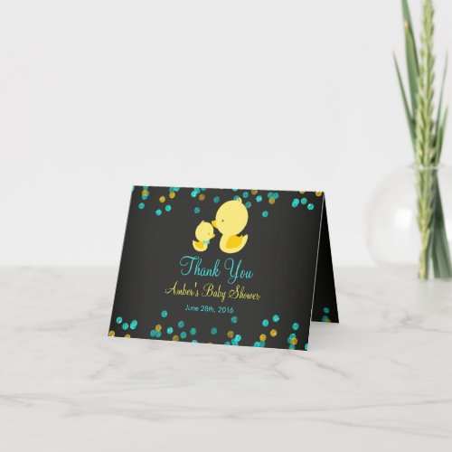 Chalkboard Rubber Duck Baby Shower Thank You Card