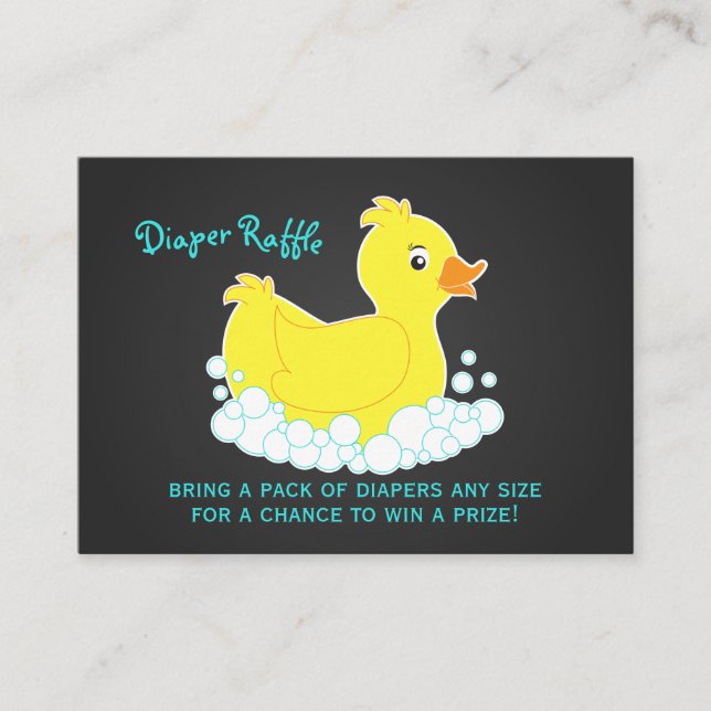 Chalkboard Rubber Ducky Diaper Raffle Ticket Card (Front)