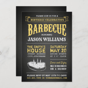 Chalkboard Rustic Birthday Party BBQ Invitations