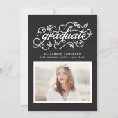 Chalkboard Rustic Calligraphy Photo Graduation Announcement (Front)