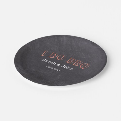 Chalkboard Rustic Country I Do BBQ Paper Plates
