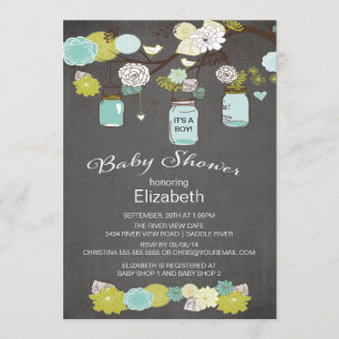 Chalkboard Rustic Country Mason Jar Baby Shower Invitation