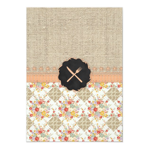 Chalkboard Rustic Country Thanksgiving Burlap Lace Card