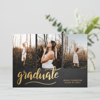 Chalkboard Rustic Graduate Script | Collage Photo Invitation | Zazzle