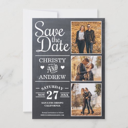Chalkboard Rustic Photo Collage Save The Date