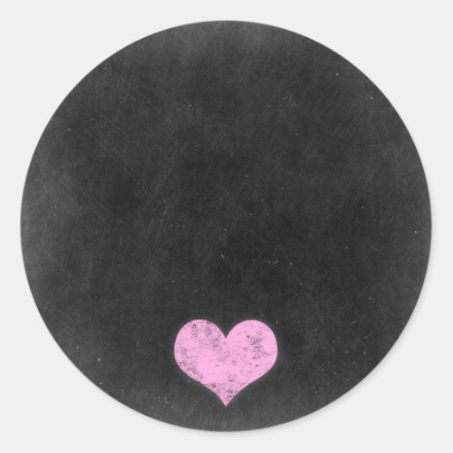 Chalkboard Rustic Shabby Chic Pink Chalk Heart Classic Round Sticker