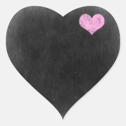 Chalkboard Rustic Shabby Chic Pink Chalk Love Heart Sticker