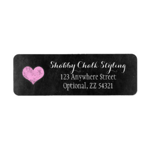 Chalkboard Rustic Shabby Pink Heart Return Address Label
