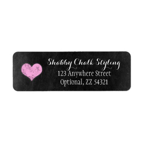 Chalkboard Rustic Shabby Pink Heart Return Address Label