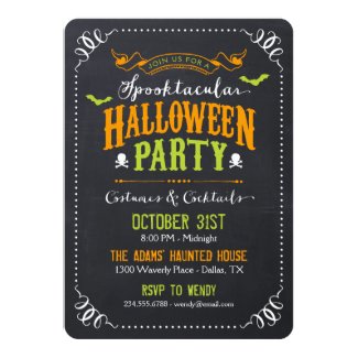 Chalkboard Rustic Spooktacular Halloween Party Card