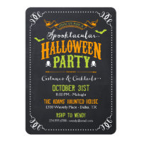 Chalkboard Rustic Spooktacular Halloween Party Card
