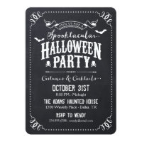 Chalkboard Rustic Spooktacular Halloween Party Card