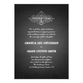 Chalkboard Rustic Wedding Reception Invitation