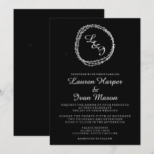 Chalkboard Rustic Wreath Wedding Invitation