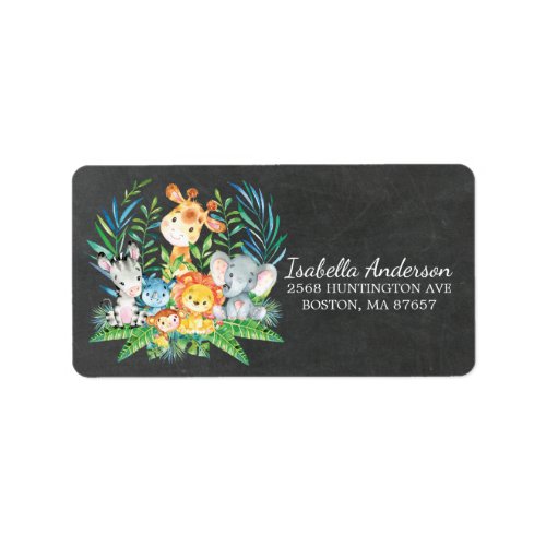 Chalkboard Safari Jungle Baby Shower Address Label