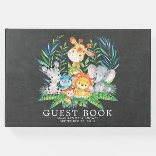 Chalkboard Safari Jungle Baby Shower Guest Book