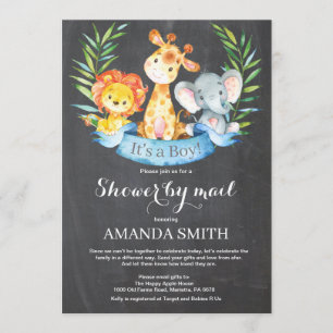 Chalkboard Safari Jungle Boy Baby Shower by Mail Invitation