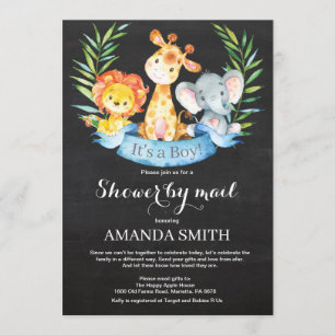 Chalkboard Safari Jungle Boy Baby Shower by Mail Invitation