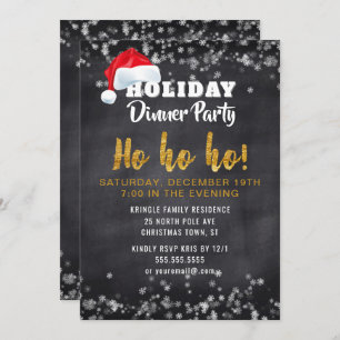 Chalkboard Santa Holiday Dinner Party Invitation