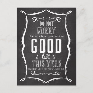 Chalkboard Santa's Good List Christmas Holiday Postcard