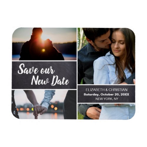 Chalkboard Save Our New date Photo Collage Wedding Magnet