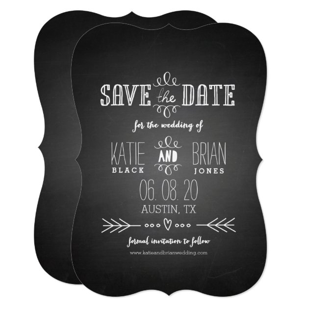 Chalkboard Save The Date Announcement