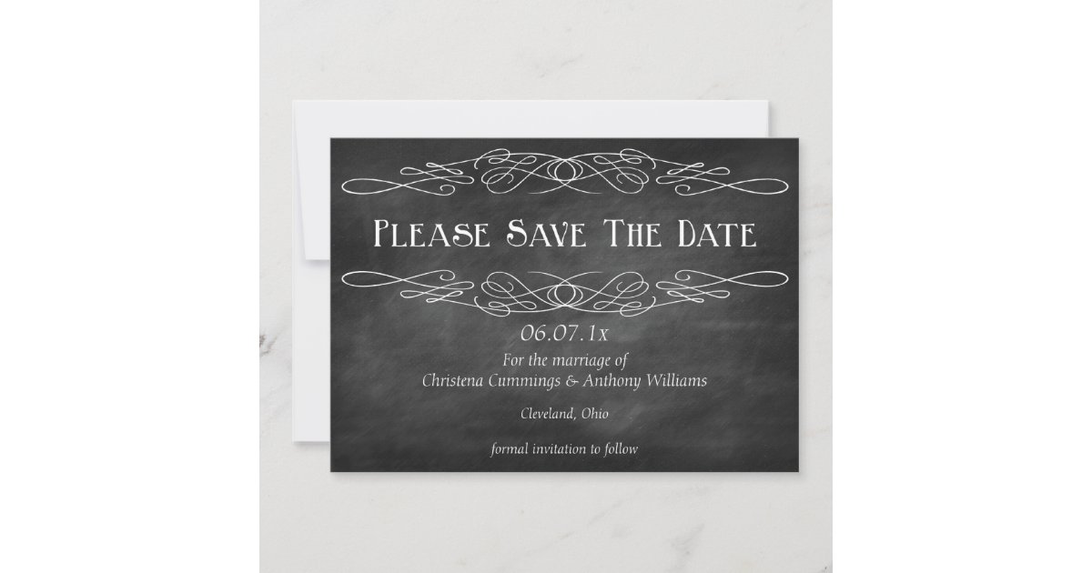 Chalkboard Save The Date Invitation (2) | Zazzle