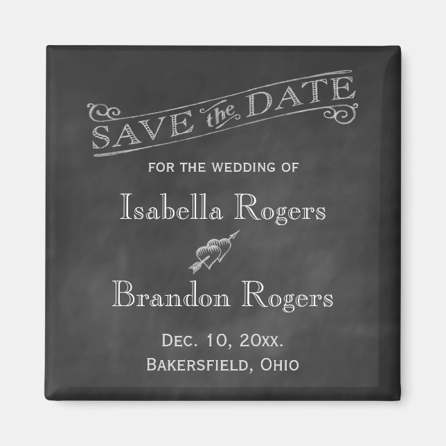 Chalkboard Save the Date Magnet (Front)