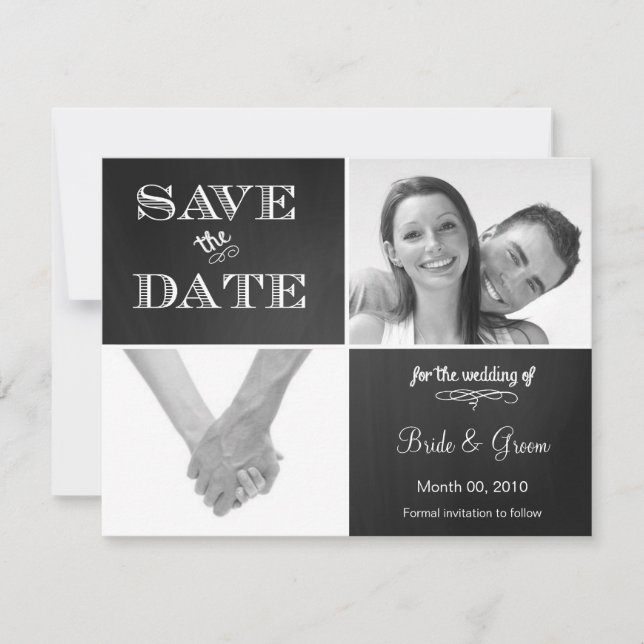 Chalkboard Save the Date Photo Announcement (Front)