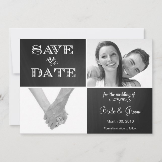Chalkboard Save the Date Photo Announcement 5x7 (Front)