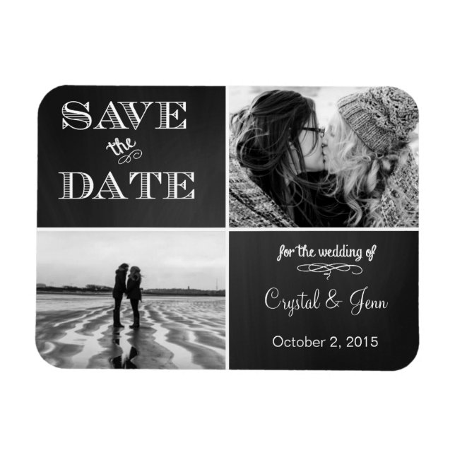 Chalkboard Save the Date Photo Magnets (Horizontal)