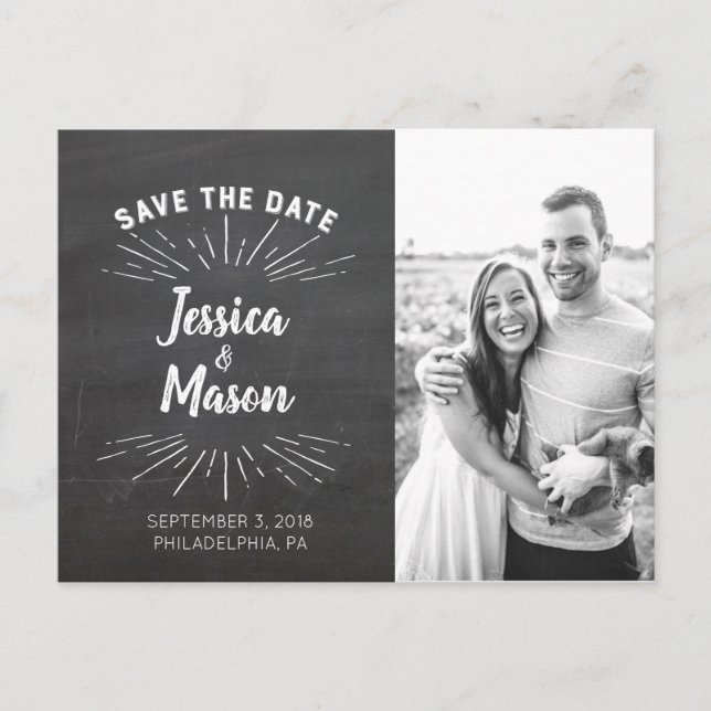 Chalkboard Save The Date Postcard (Front)