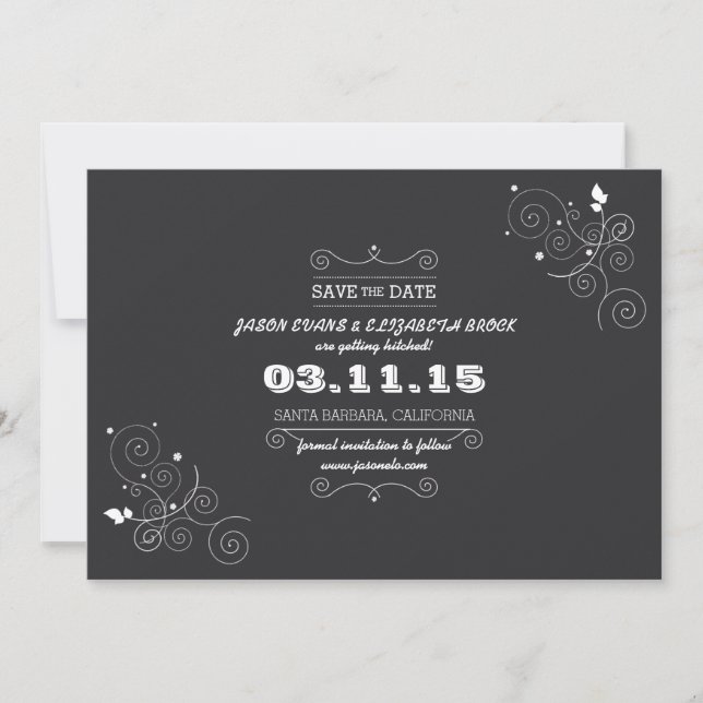 Chalkboard save the date postcard (Front)