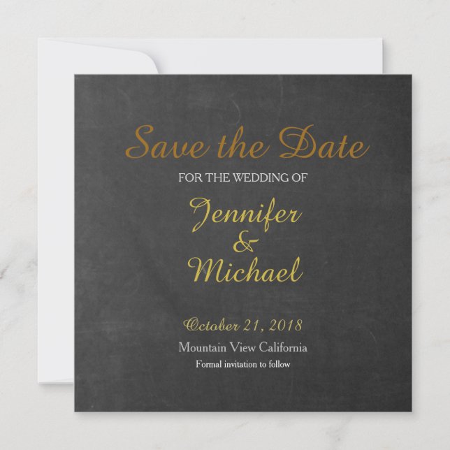 Chalkboard Save the Date Wedding Handwriting (Front)