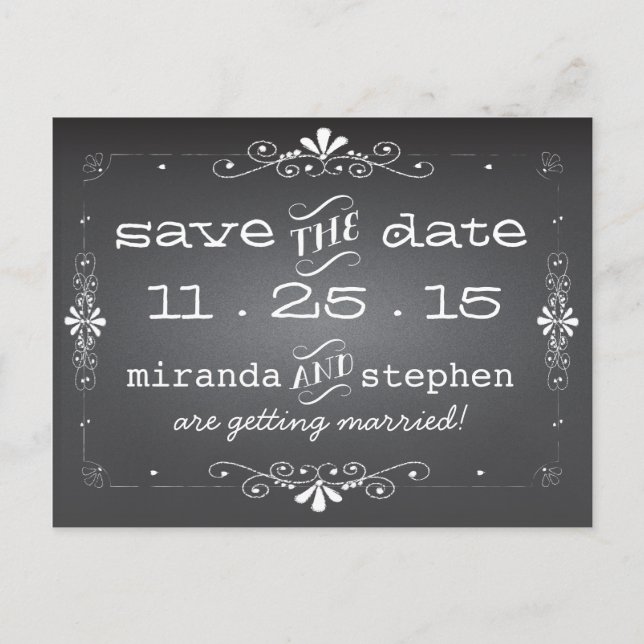 Chalkboard Save the Date Wedding Postcard (Front)