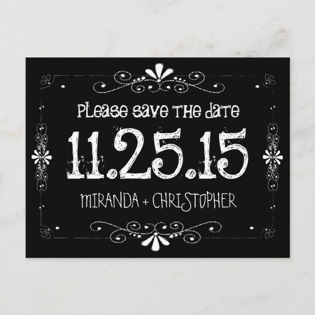 Chalkboard Save the Date Wedding Postcard (Front)