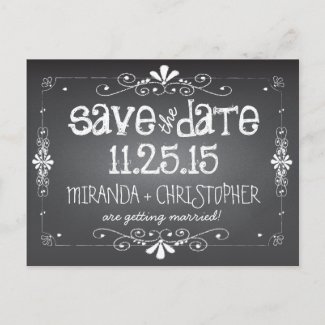 Chalkboard Save the Date Wedding Postcard