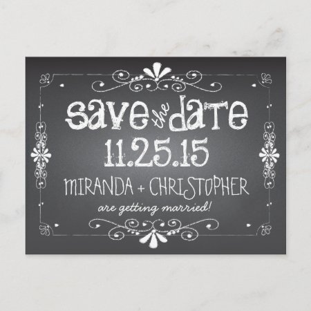 Chalkboard Save The Date Wedding Postcard