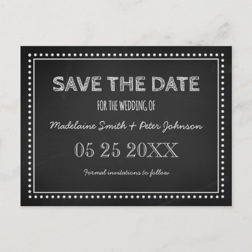 Chalkboard Save the Date Wedding Postcards