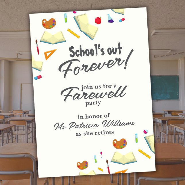 Chalkboard School Farewell Retired Teacher Party  Invitation (Creator Uploaded)