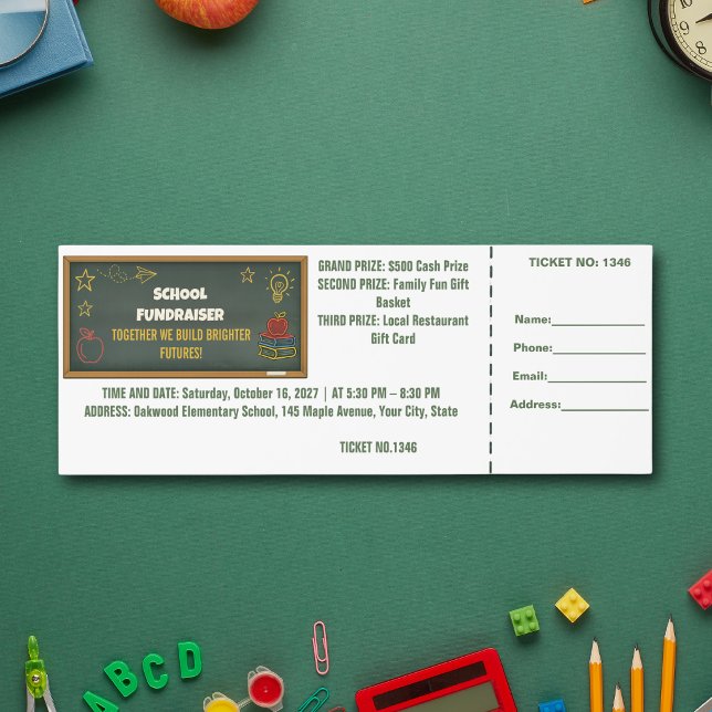 Chalkboard School Fundraiser Pta Event Raffle Tickets (Creator Uploaded)