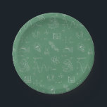Chalkboard Science Doodles Birthday Party Supplies Paper Plates<br><div class="desc">This paper plate has pattern with various science elements like a light bulb, law of motion, dna icon, oxygen periodic element, magnet, chemical structure, refraction of light through glass prism, a laboratory flask, the chemical bond structure, a microscope, e=mc2 energy to mass relativity formulae and an atom. The background is...</div>