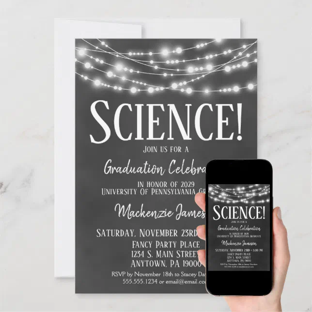 Chalkboard Science Graduation Party Invitation Zazzle
