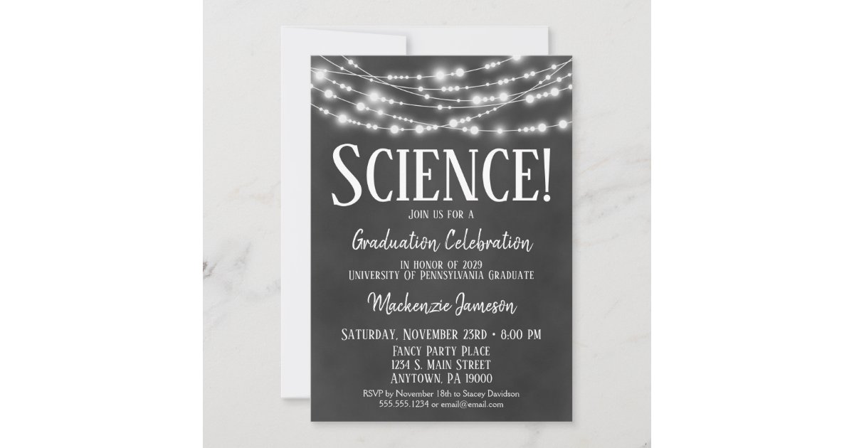 Chalkboard Science Graduation Party Invitation Zazzle