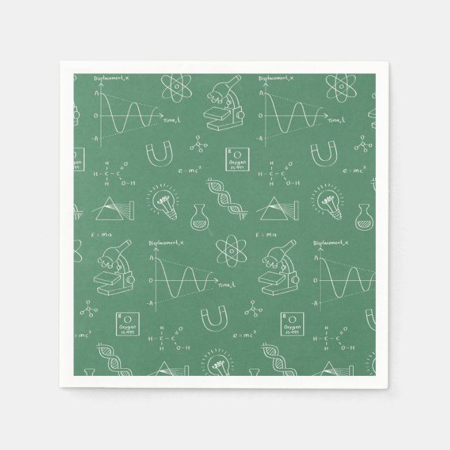 Chalkboard Science Pattern Birthday Party Supplies Napkins (Front)
