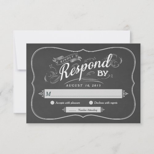 Chalkboard Script Art RSVP Wedding Reply Invitation