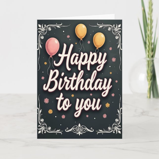 Chalkboard Script Birthday Card (Front)