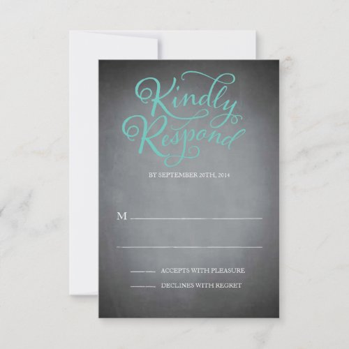Chalkboard Script Blue Response Personalized Announcements